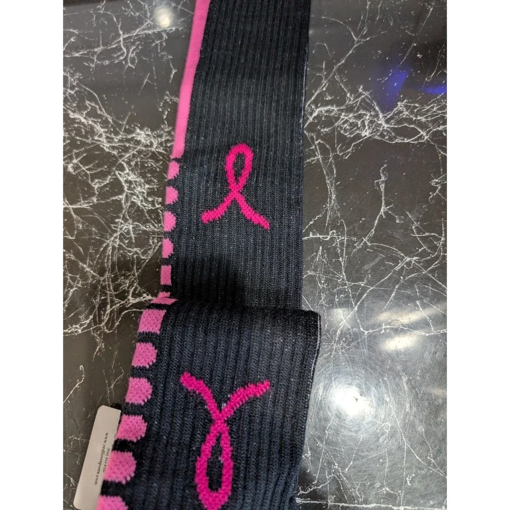 Red Lion Products Black Pink Breast Cancer Socks NWT Size L Unisex Made In‎ USA